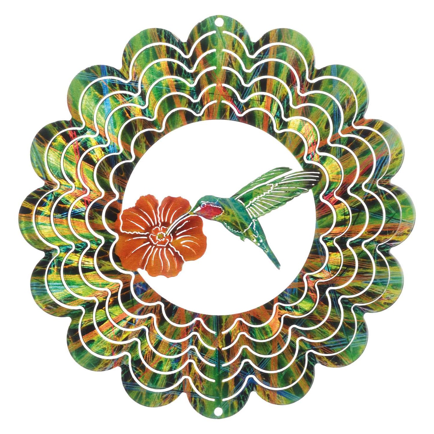 Metalart Maker Next Innovations Green Steel 1 In. H Kaleidoscope Hummingbird Wind Spinner