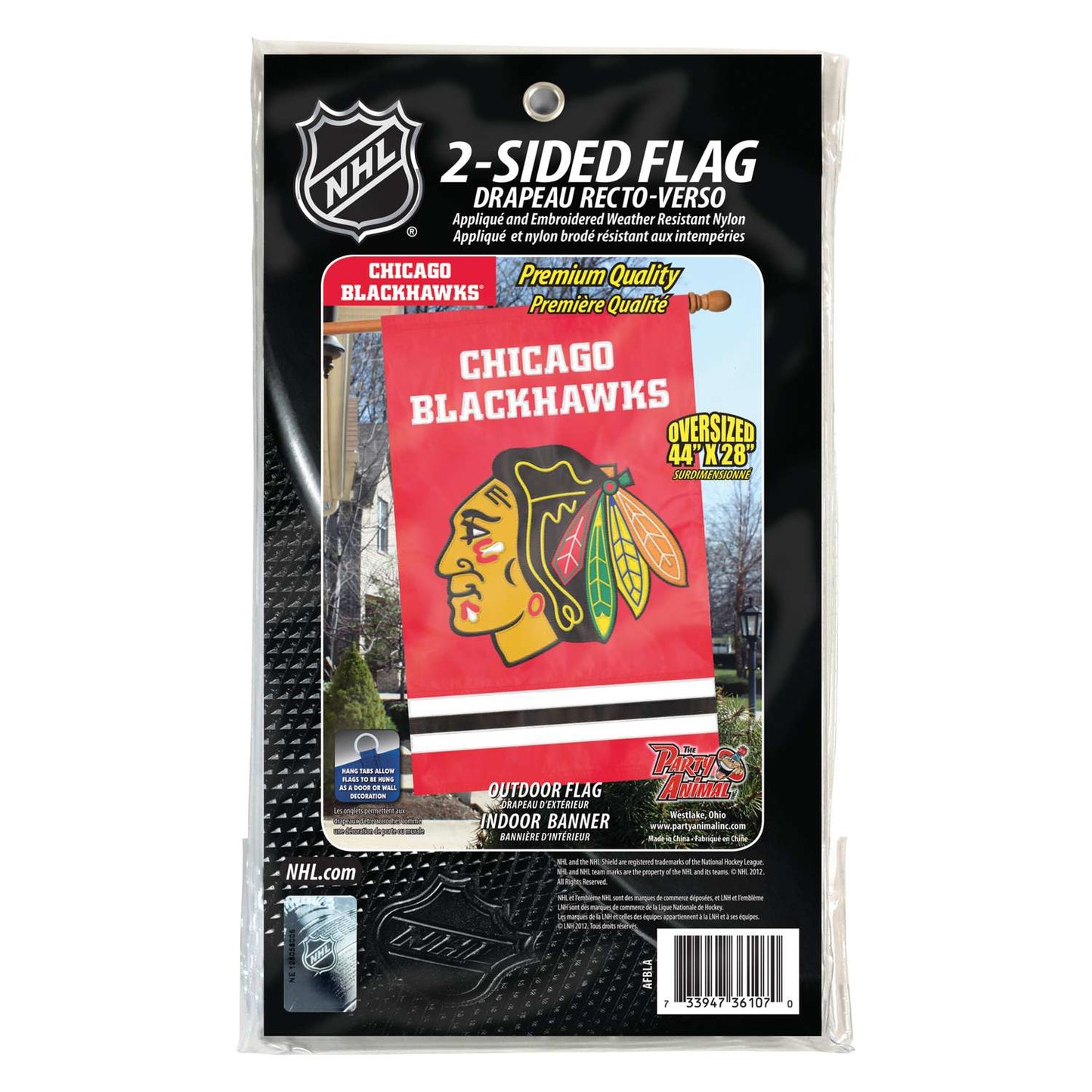 Party Animal Chicago Blackhawks Applique Banner Flag 44 In. H X 28 In. W