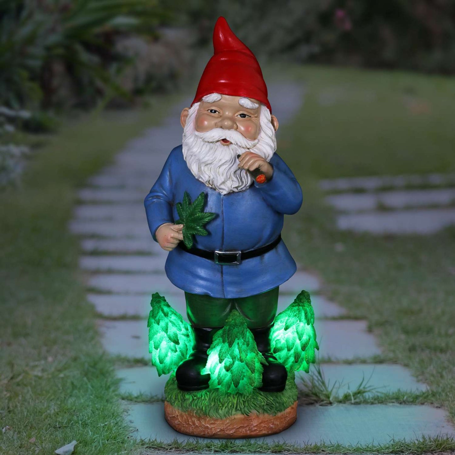 WindyWing Multicolored Resin 12.5 In. H Good Time Nugg Gnome Smoking Marijuana Statue