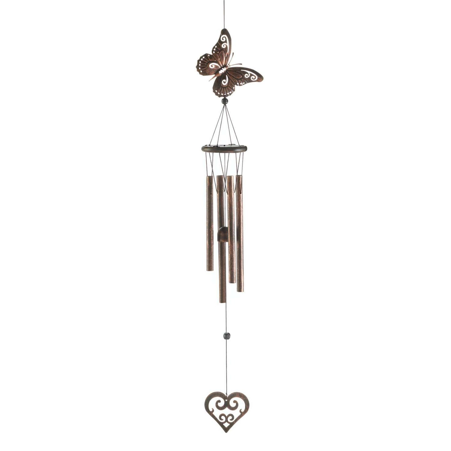 Summerfield Terrace Bronze Iron 31.5 In. Butterfly Heart Wind Chime