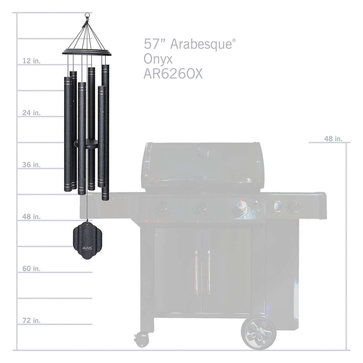 Wind River Arabesque Onyx Aluminum 57 In. Wind Chime