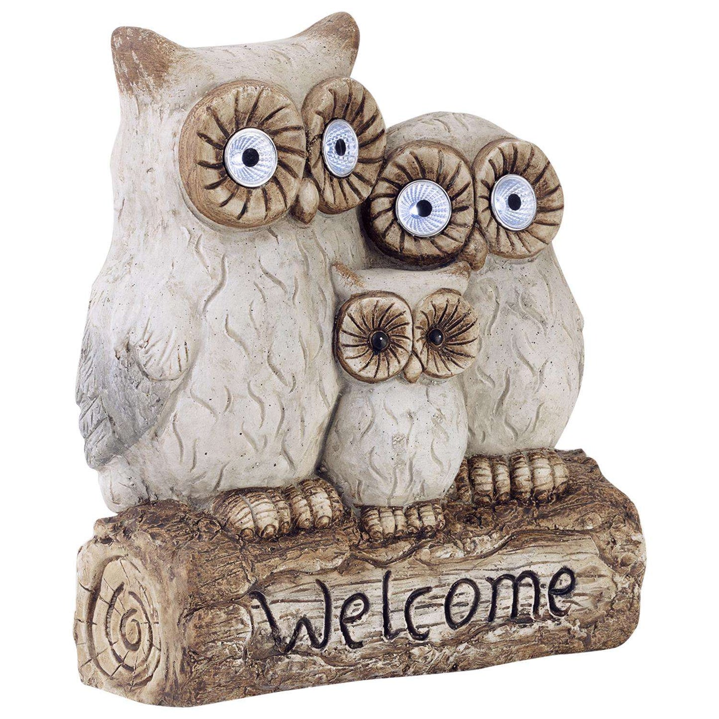 Alpine Fiberglass/Resin/Stone Gray 16 In. Owl Family Welcome Statue