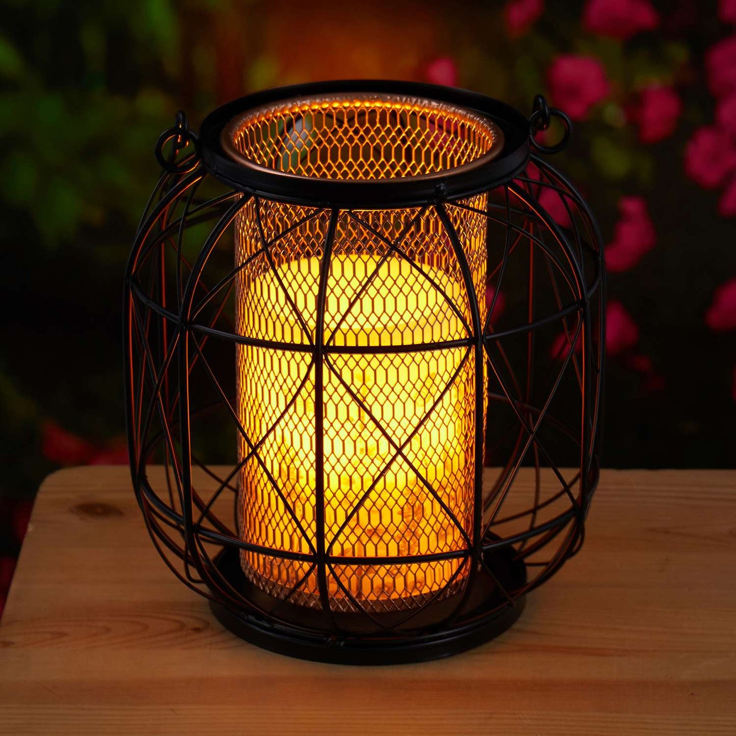 Meadow Creek 10 In. Metal Wire Lantern Black/Copper