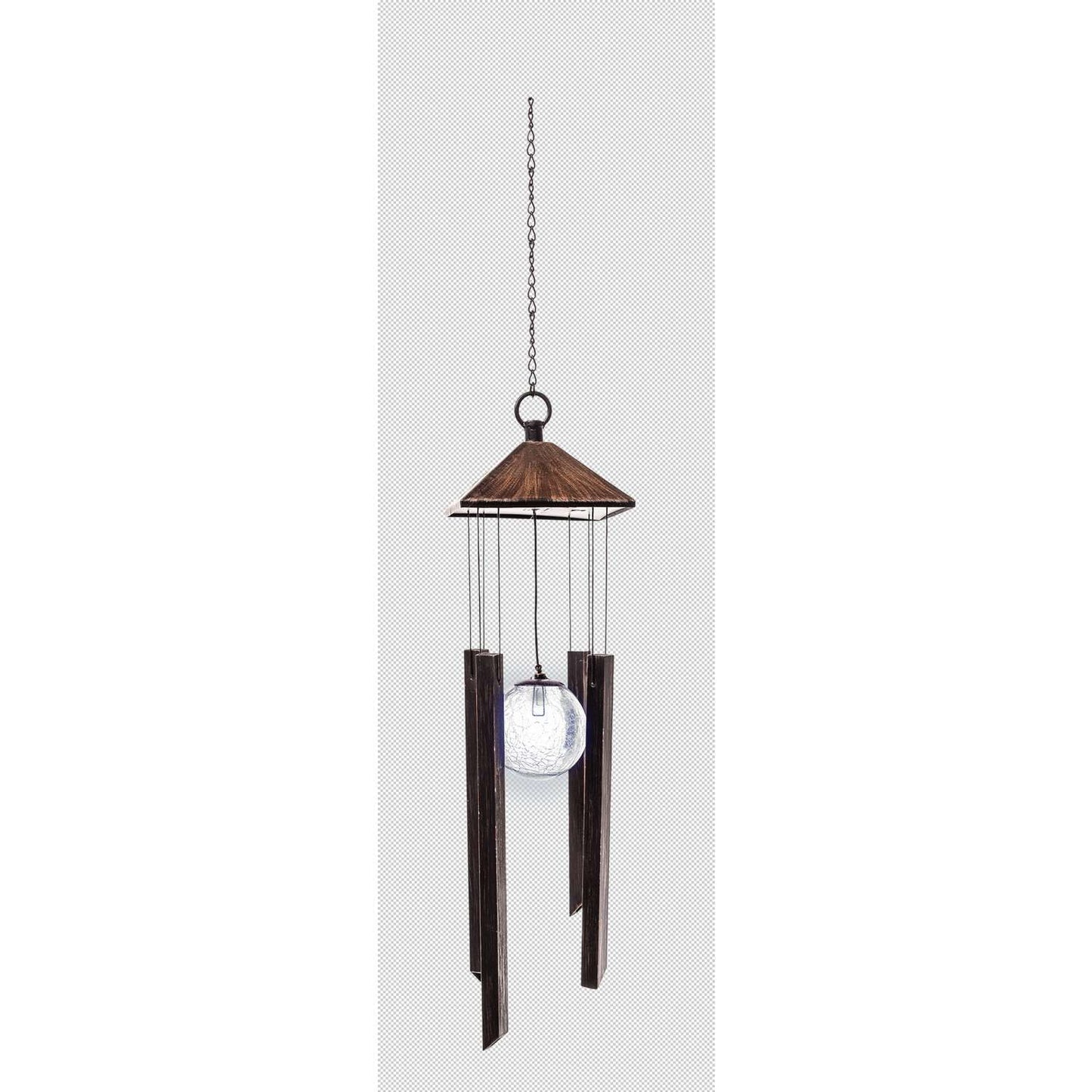 Garden Splendor Brown Metal 24 In. Pyramid Crackleball Wind Chime