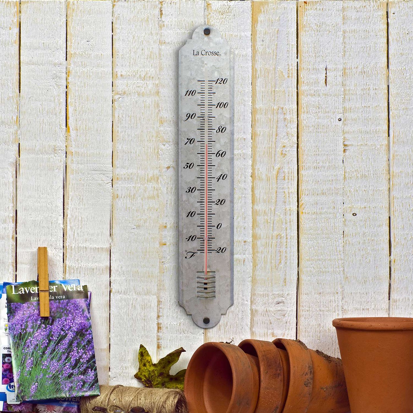 La Crosse Technology Thermometer Galvanized Metal Silver 19.81 In.