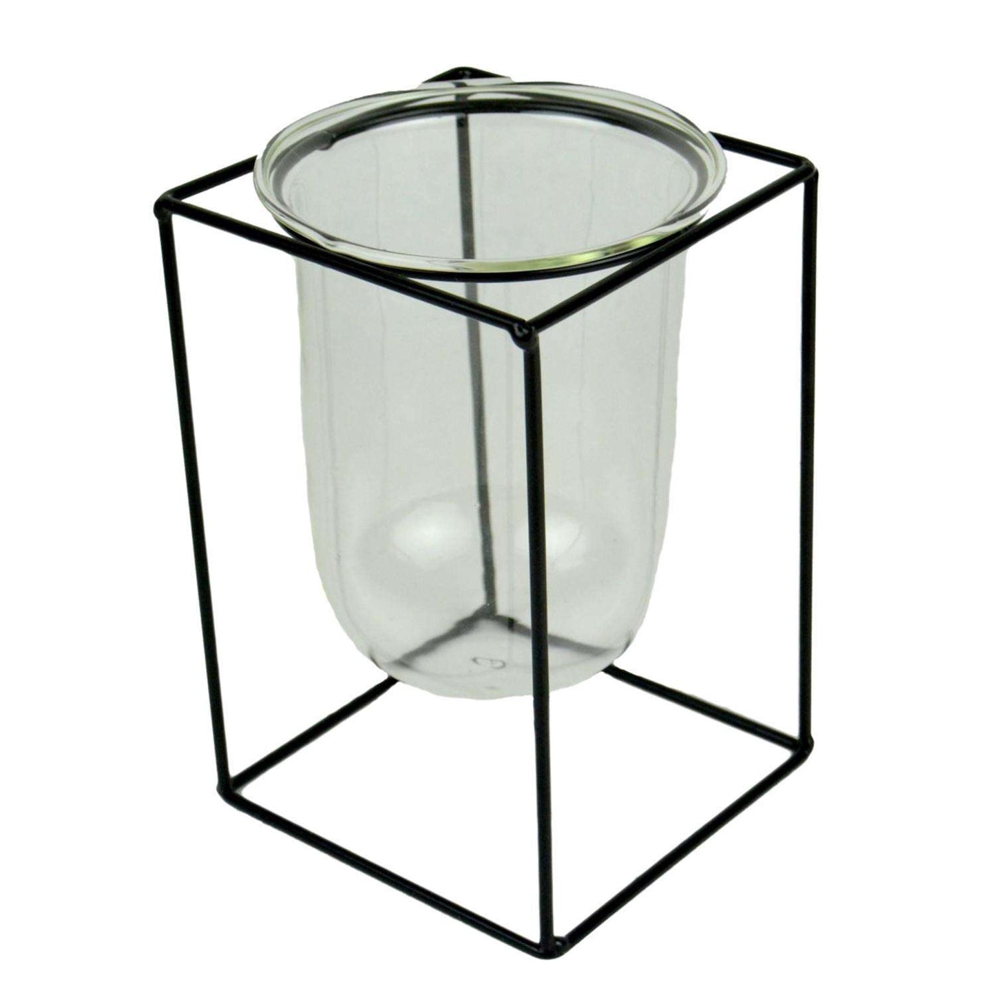 Touch Of Nature Black Steel 6 In. H Wide Glass Container Planter