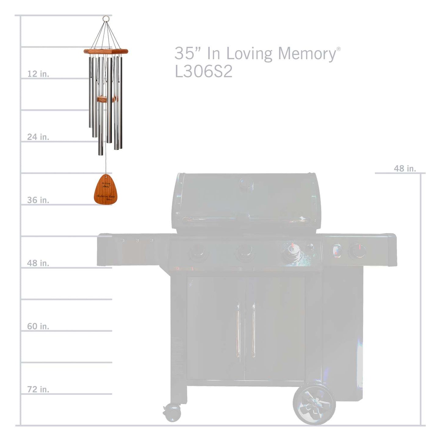 Wind River In Loving Memory Silver Aluminum/Wood 35 In. Wind Chime