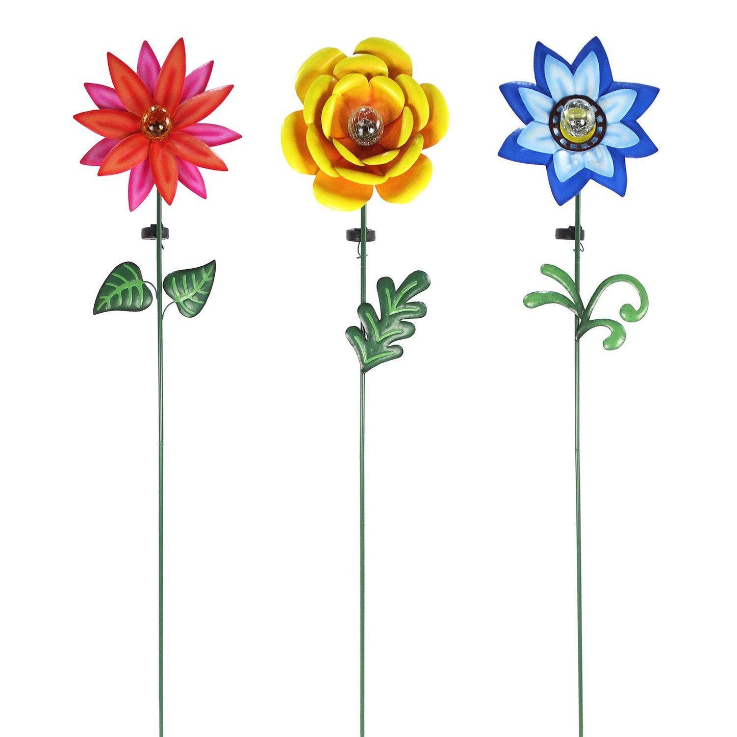 Alpine Multicolored Glass/Metal 60 In. H Flower Solar Garden Stake