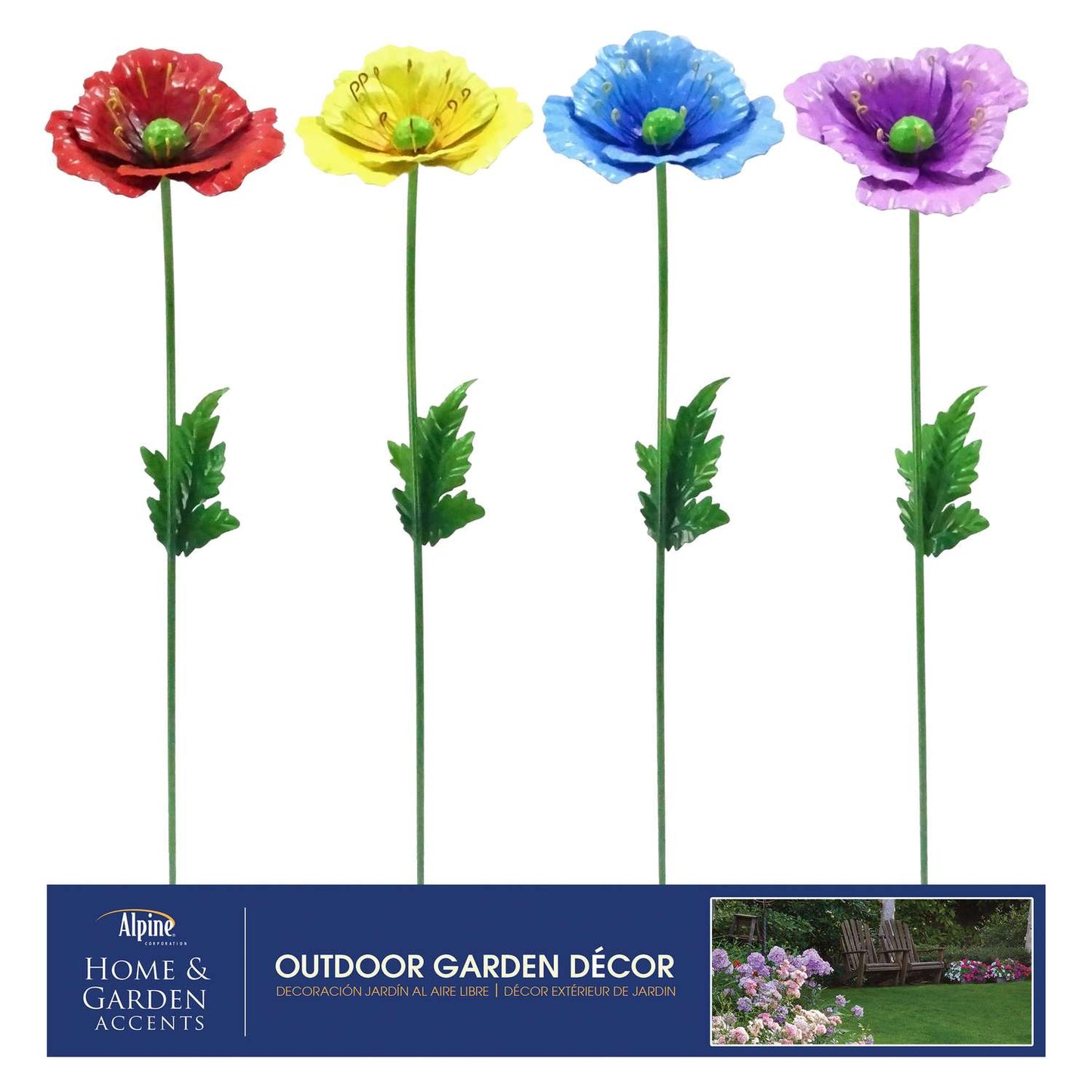 Alpine Assorted Metal 30 In. H Poppy Outdoor Garden Stake