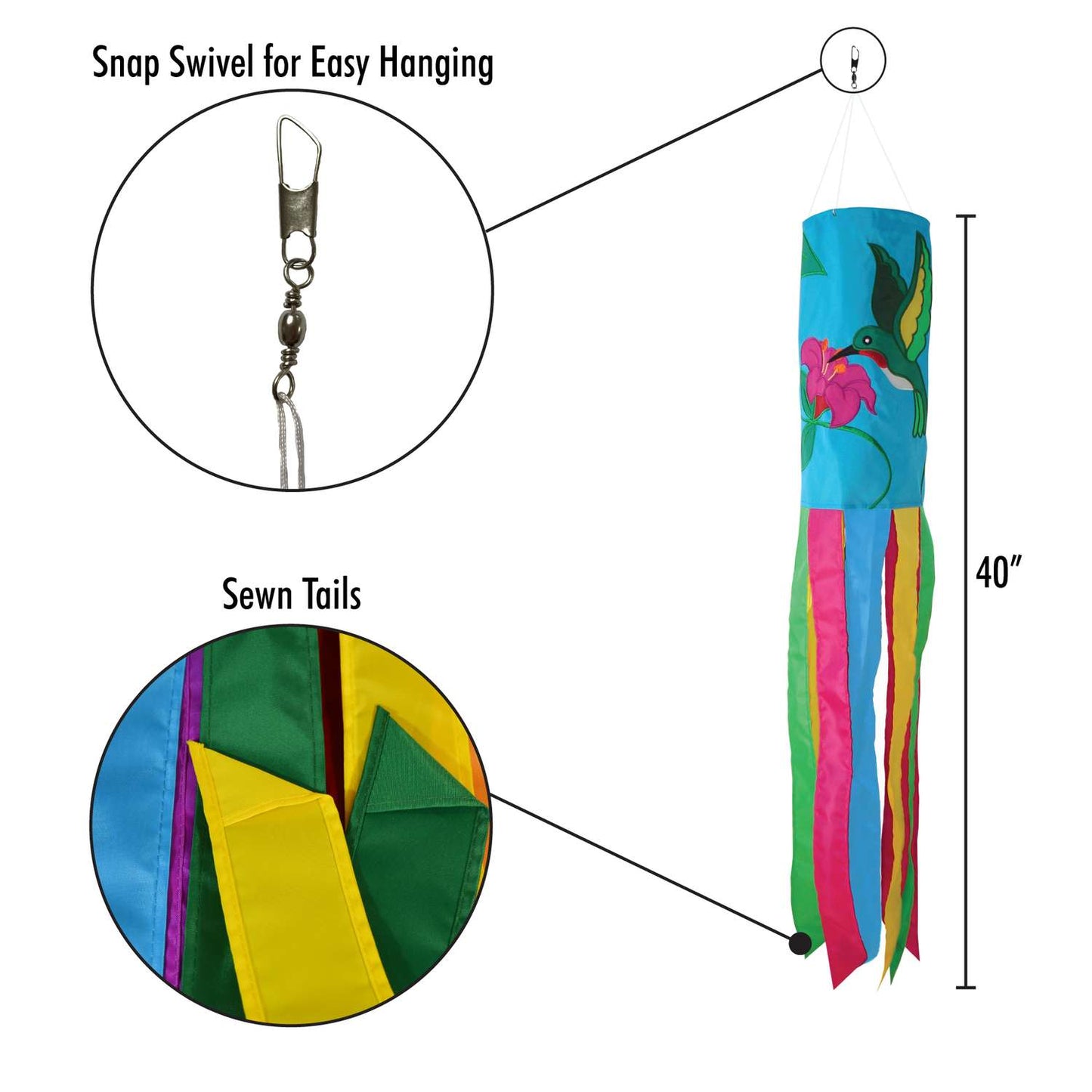 In The Breeze Hummingbird Windsock 40 In. H X 6 In. W