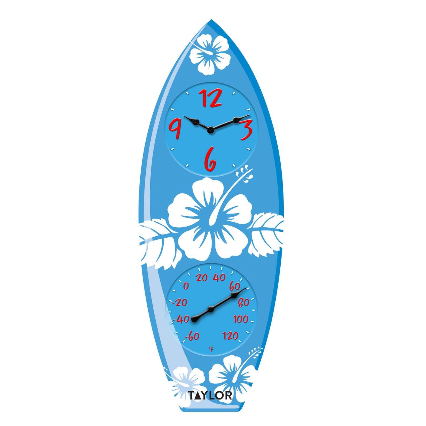 Taylor Surfboard Clock/Thermometer Resin Blue 12 In.