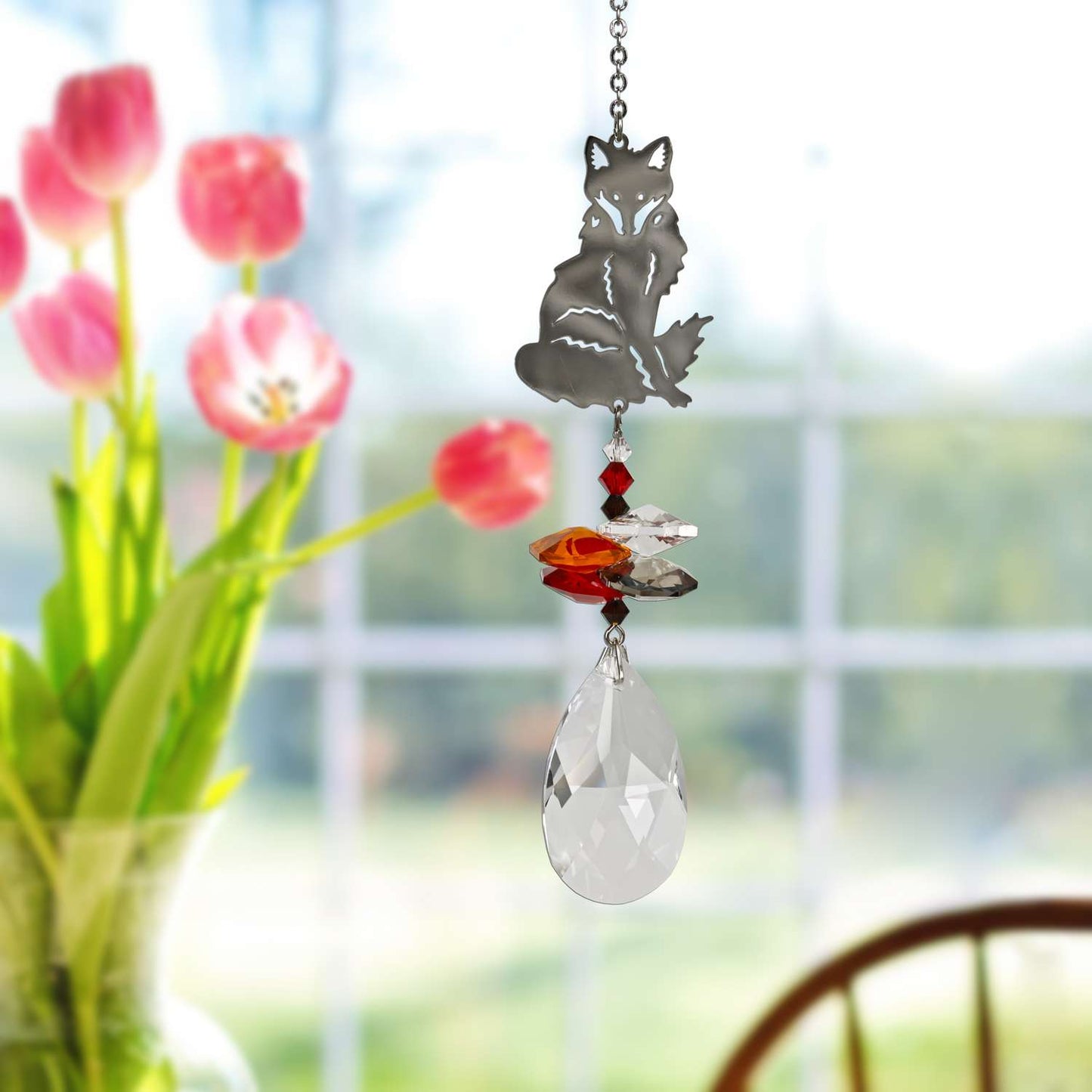 Woodstock Chimes Multi-color Crystal 4.5 In. Fox Wind Chime