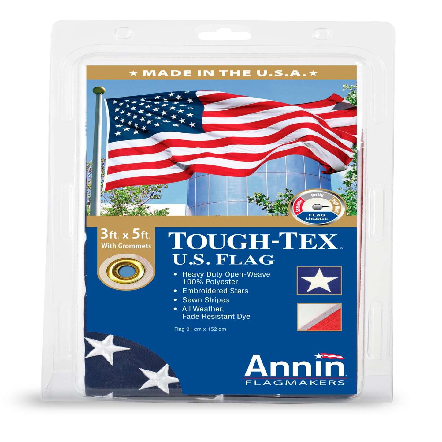 Annin Tough-Tex U.S Flag 3 Ft. W X 5 Ft. L