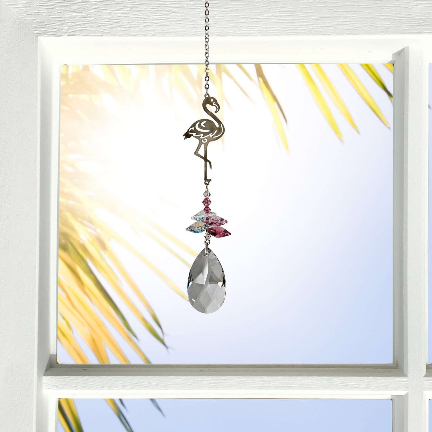 Woodstock Chimes Multi-color Crystal 4.5 In. Pink Flamingo Wind Chime
