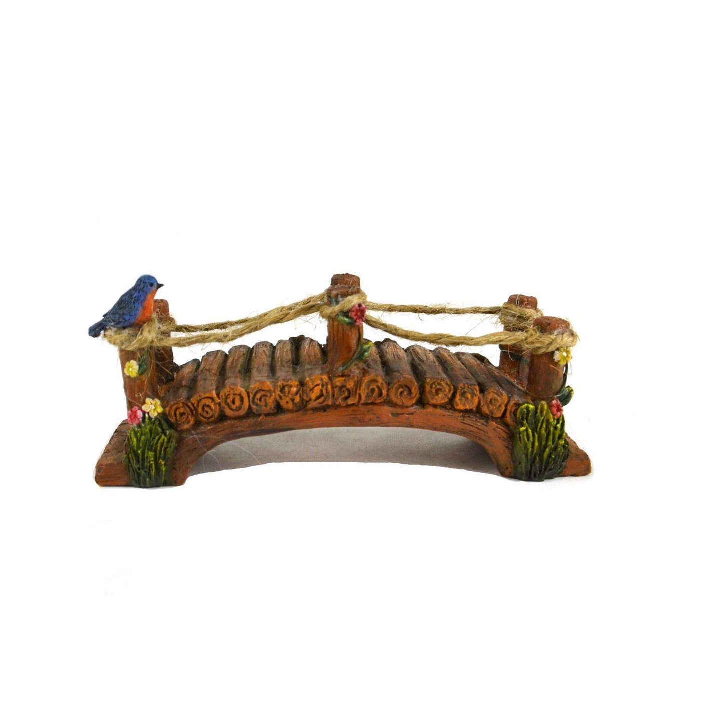 Touch Of Nature Resin Multi-color 6 In. Miniature Wood Bridge With Rope Statue
