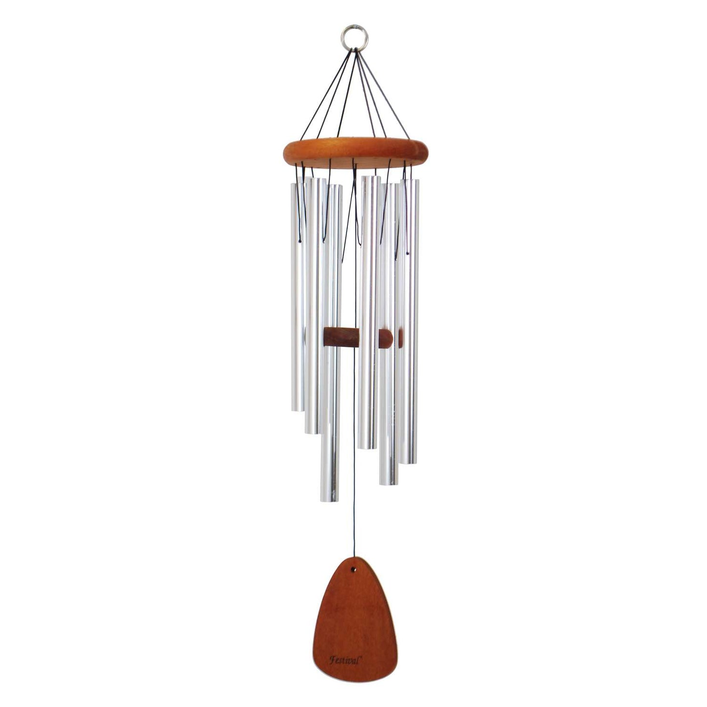 Festival Silver Aluminum/Wood 30 In. Wind Chime
