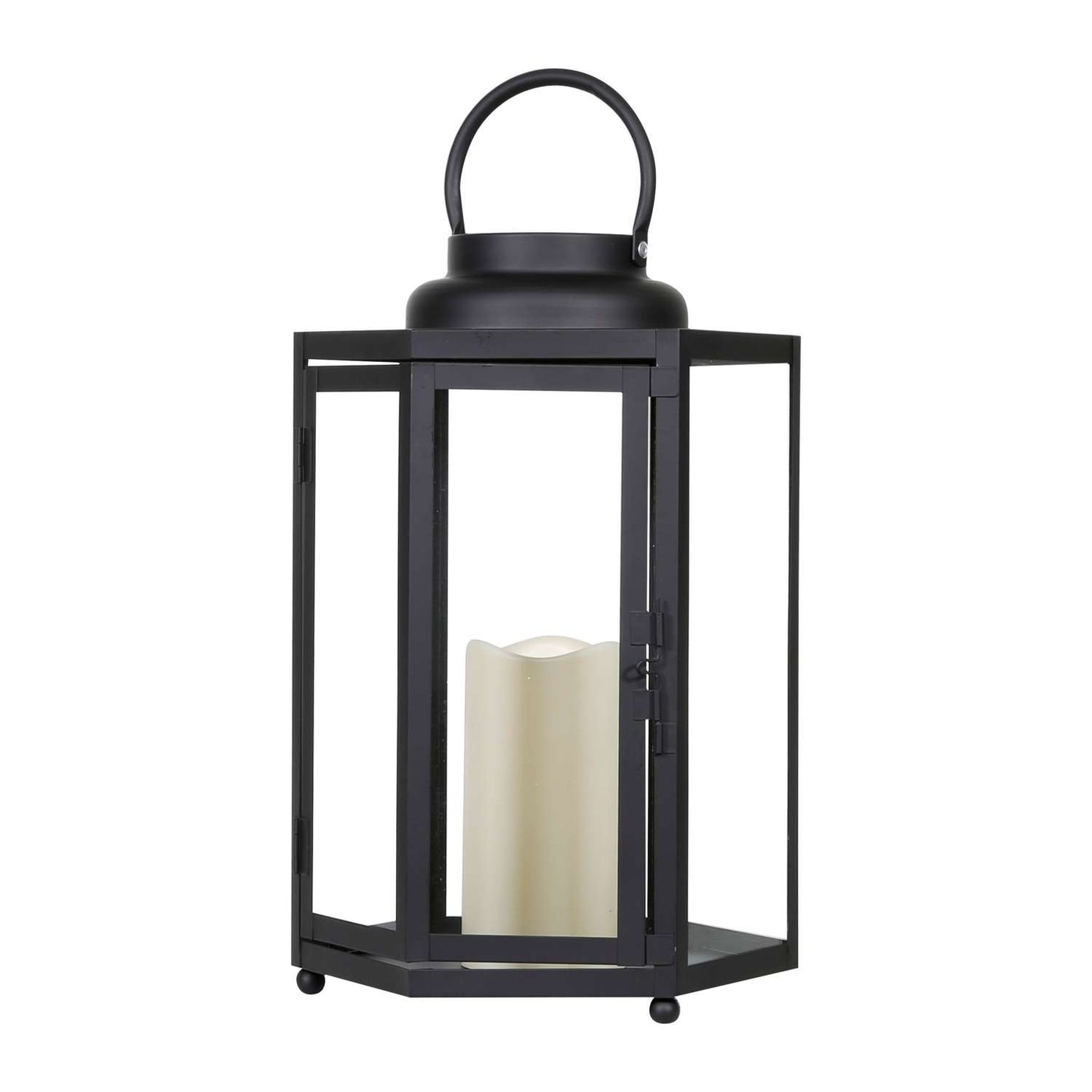 Alpine 14 In. Glass/Plastic Decorative Flameless Lantern Black