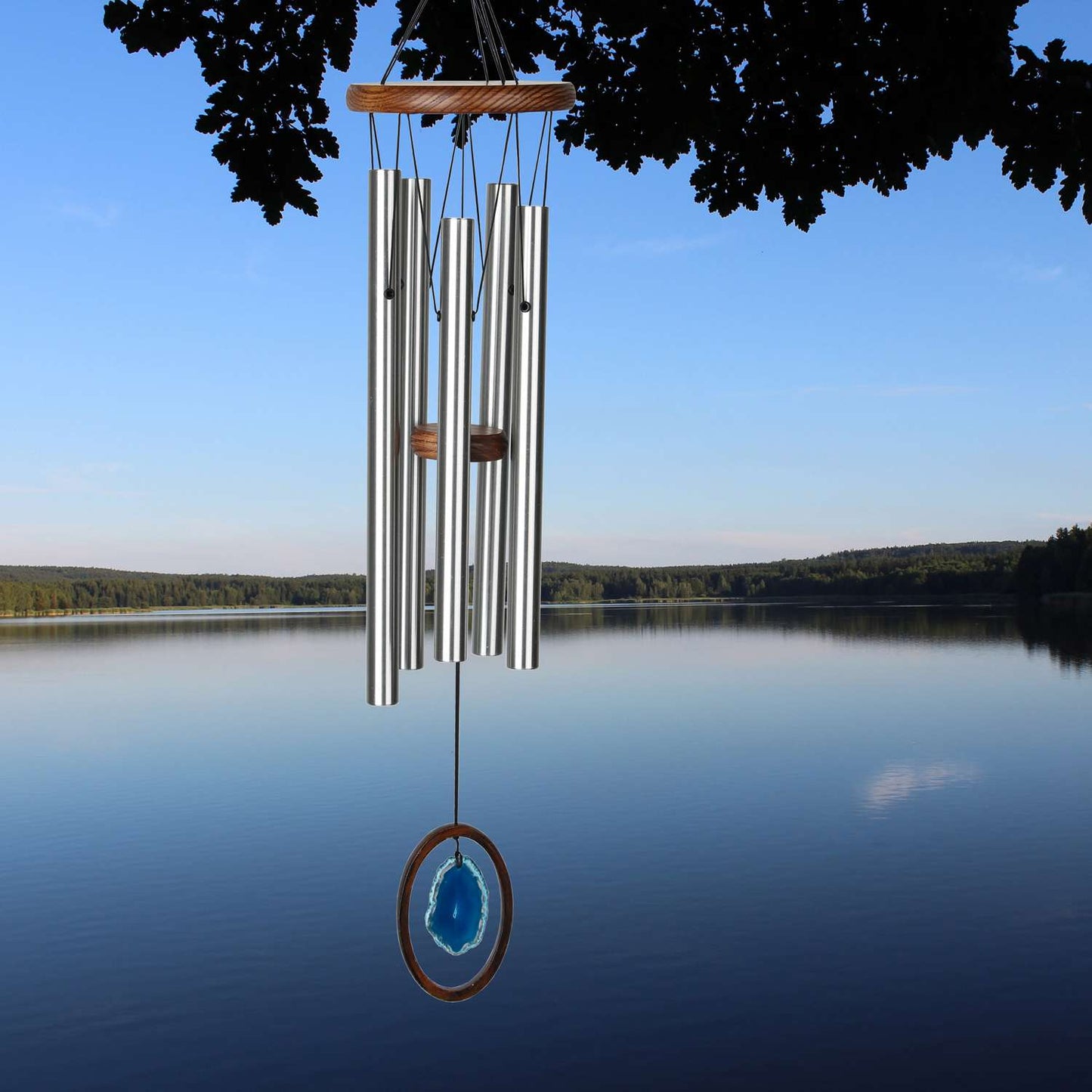 Woodstock Chimes Signature Collection Brown/Silver Aluminum/Wood 25 In. Agate Wind Chime