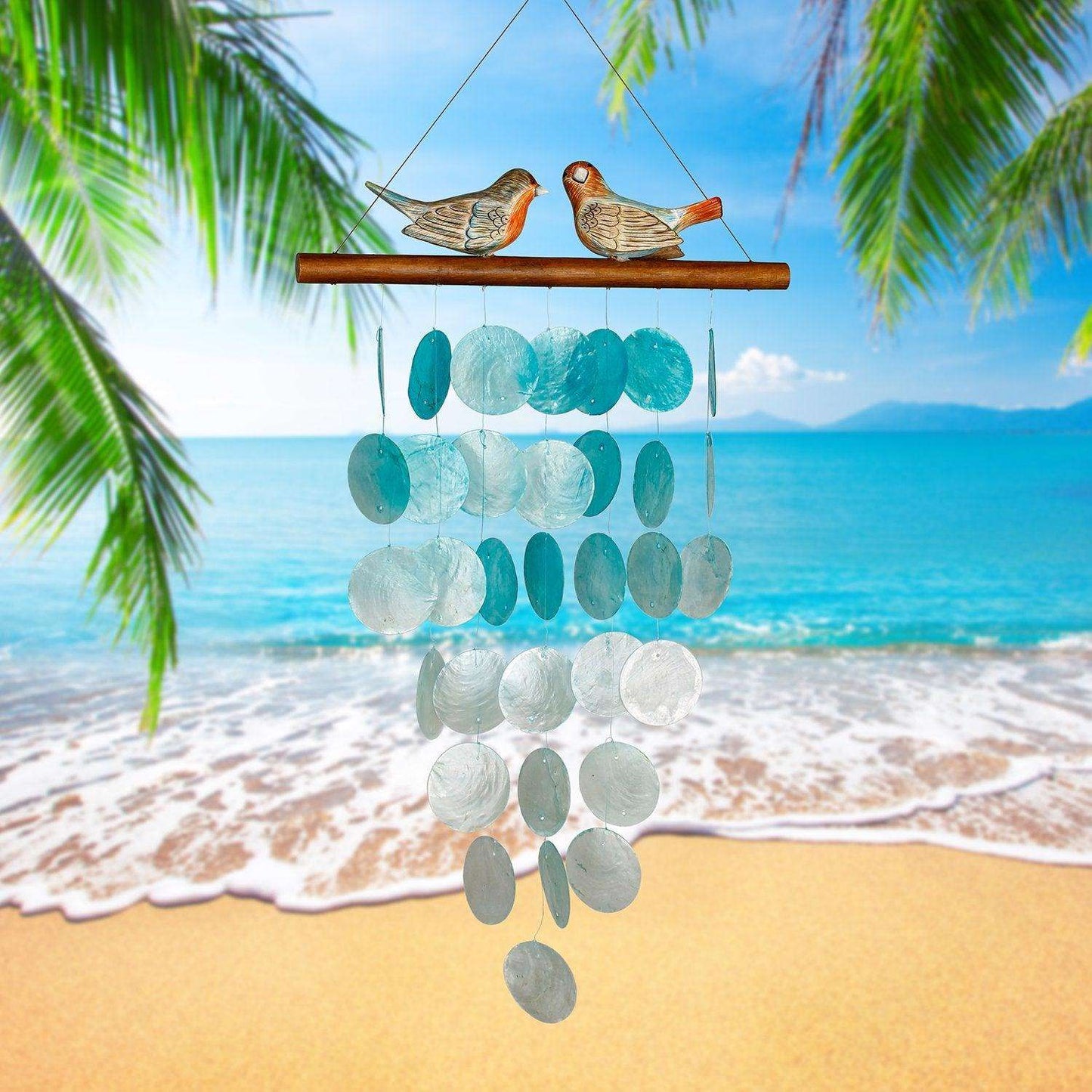 Woodstock Chimes Multi-color Bamboo 0 In. Love Birds Capiz Wind Chime