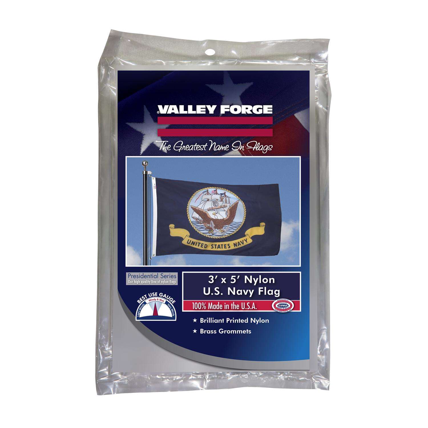  Valley Forge Military Navy Flag 3 Ft. W X 5 Ft. L