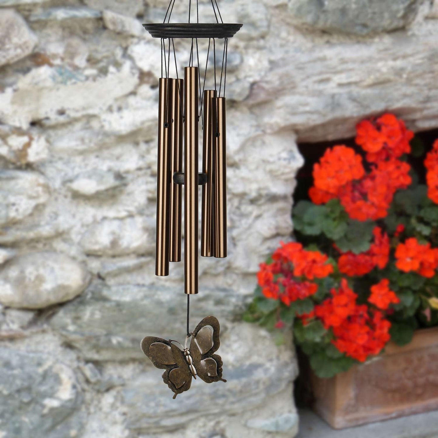  Woodstock Chimes Signature Collection Brown Aluminum/Wood 21 In. Butterfly Wind Chime