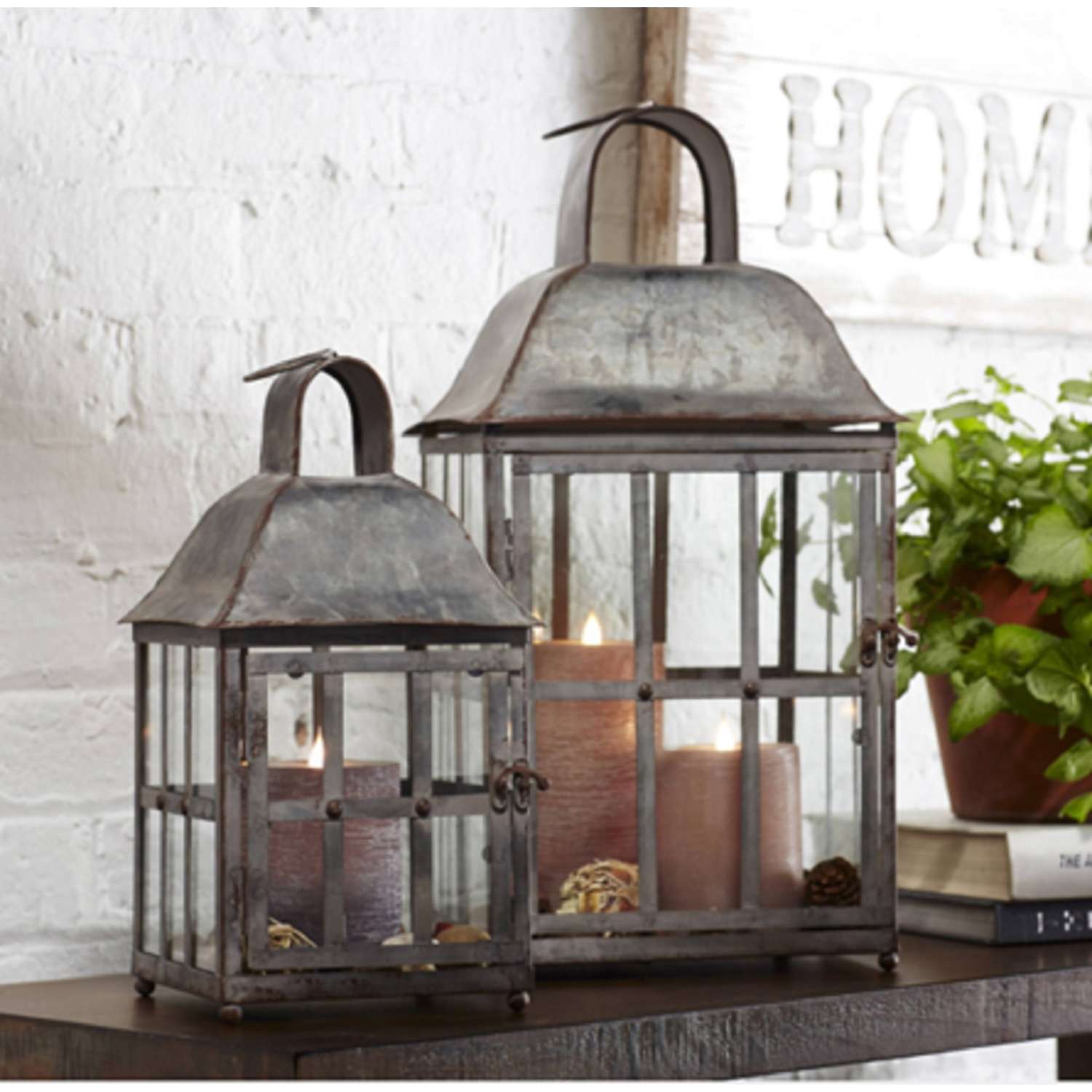  Smart Solar 16 In. Metal Lantern Silver