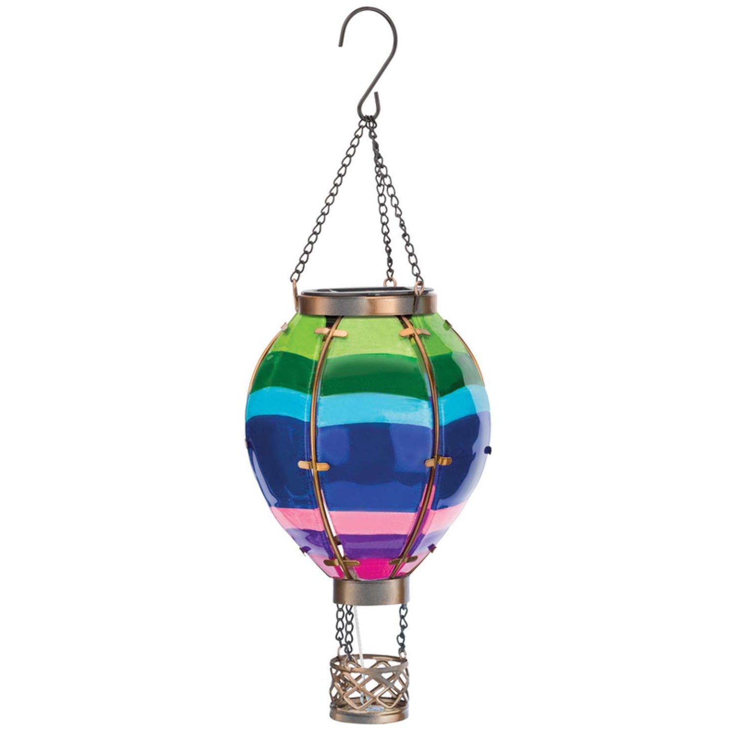  Regal Art & Gift Multicolored Glass/Metal 15 In. H Hot Air Striped Balloon Lantern