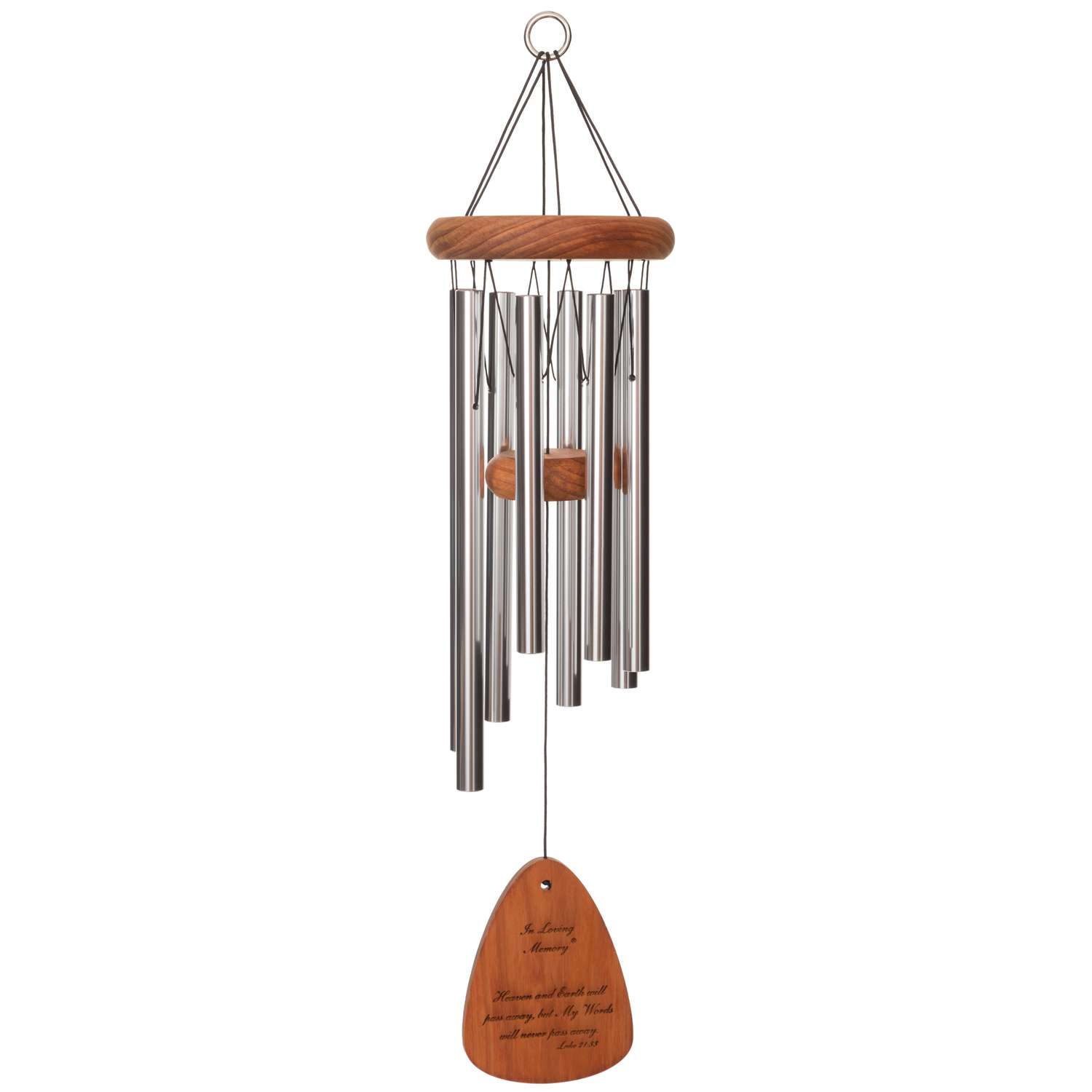  Wind River In Loving Memory Silver Aluminum/Wood 24 In. Wind Chime