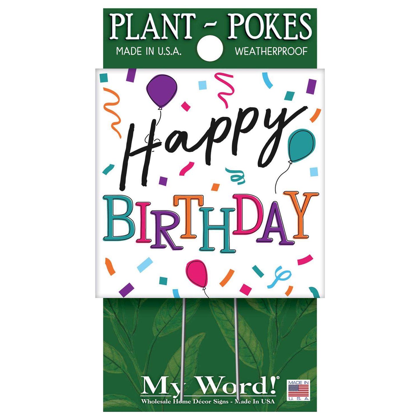  My Word! Multicolored Wood 4 In. H Happy Birthday Plant Pokes