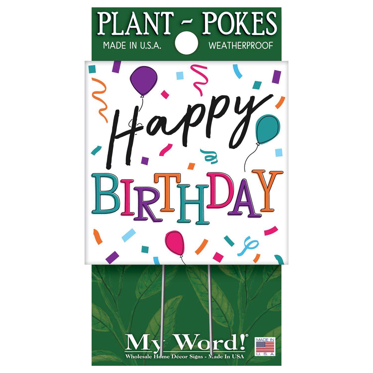  My Word! Multicolored Wood 4 In. H Happy Birthday Plant Pokes