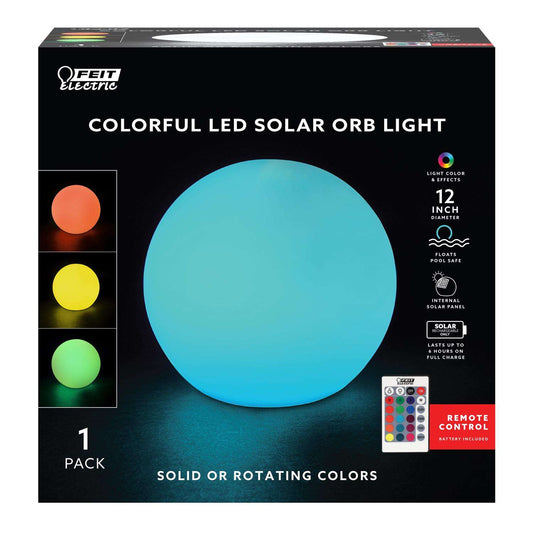  Feit Solar Fixtures 11.5 In. Solar Power Plastic Round Color Changing Orb Assorted