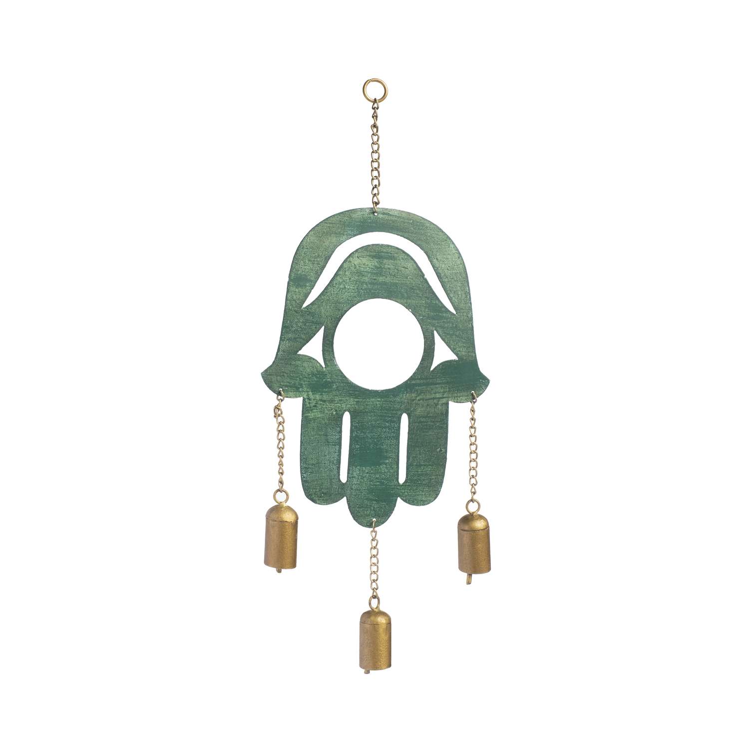  Matr Boomie Multi-color Hamsa Patina Wind Chime