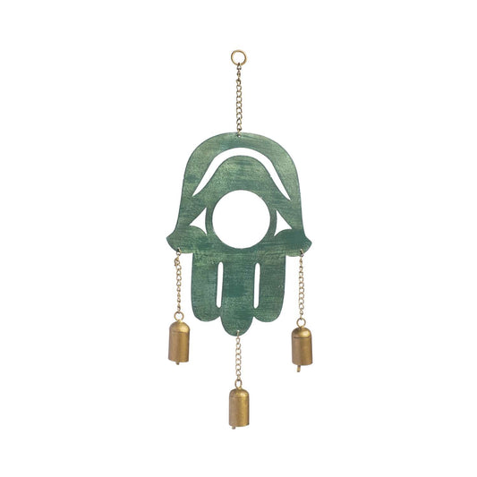  Matr Boomie Multi-color Hamsa Patina Wind Chime