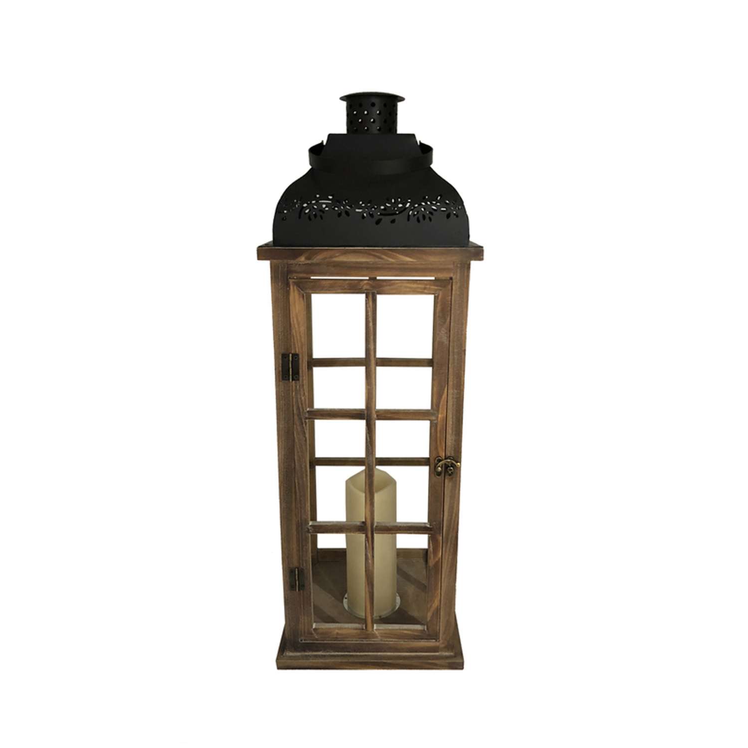  Meadow Creek 29 In. Metal/Wood Decorative Lantern Black/Brown
