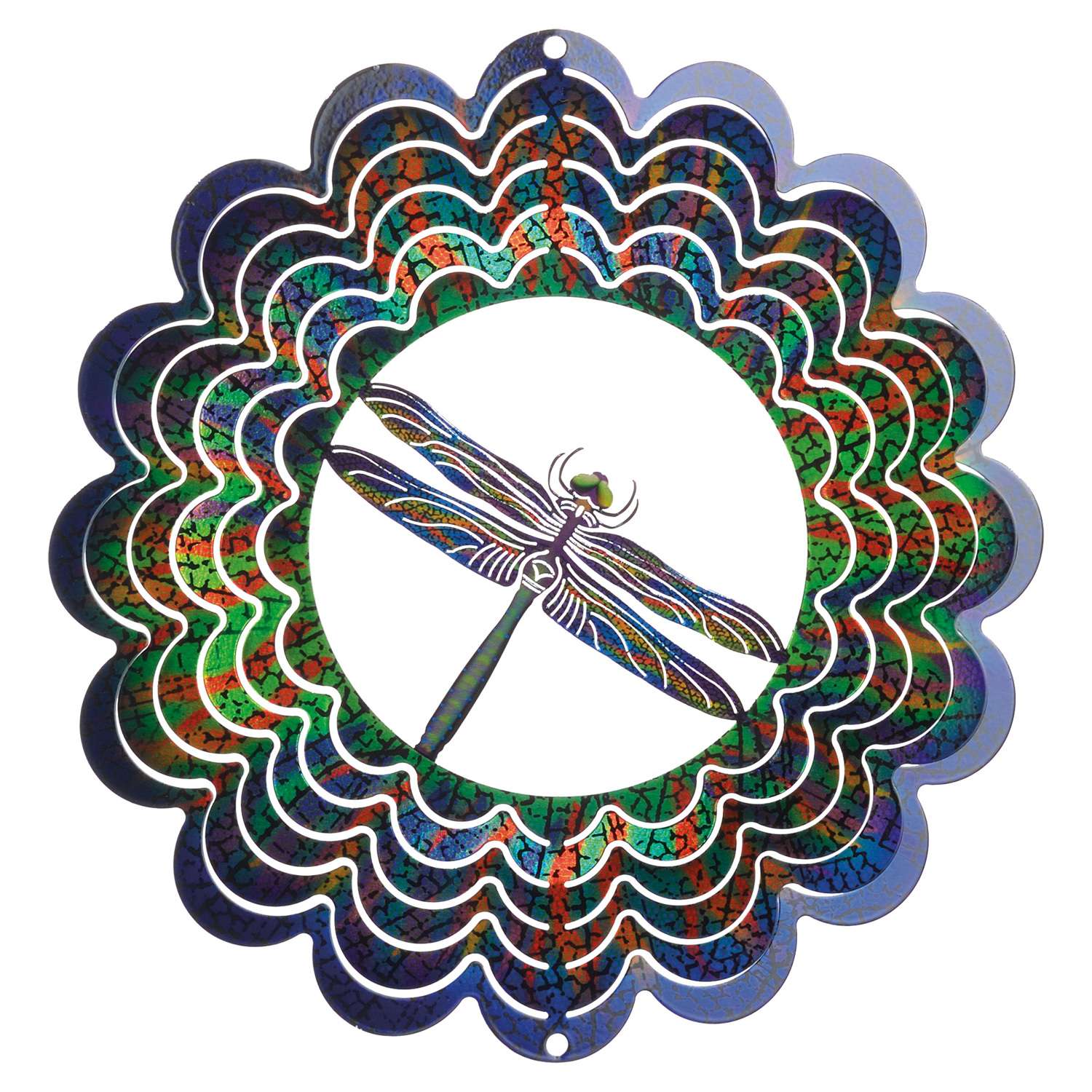  Metalart Maker Blue Steel 1 In. H Kaleidoscope Dragonfly Wind Spinner