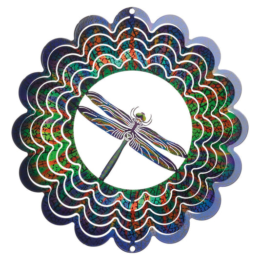  Metalart Maker Blue Steel 1 In. H Kaleidoscope Dragonfly Wind Spinner