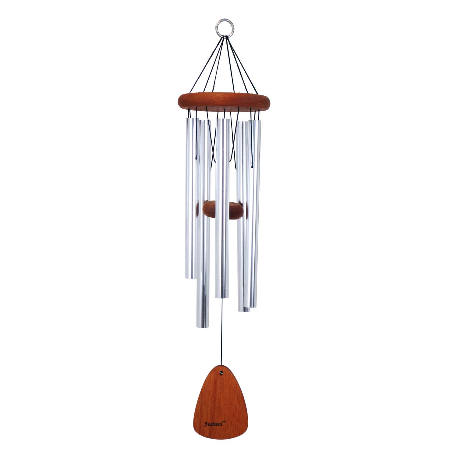  Festival Silver Aluminum/Wood 18 In. Wind Chime