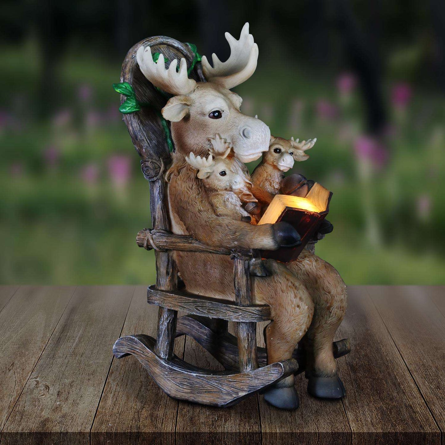  Exhart WindyWings Multicolored Resin 12.5 In. H Moose Family Reading Story Statue