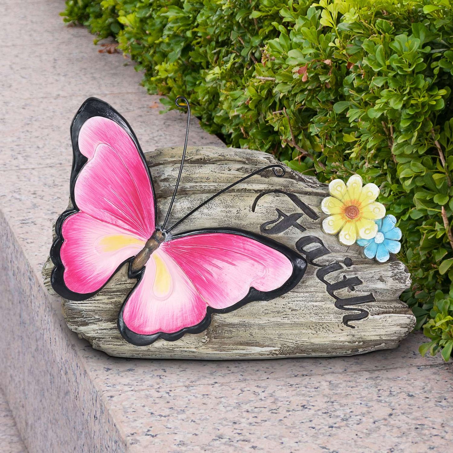  Exhart WindyWing Multicolored Resin 8 In. H Faith Pink Butterfly Statue
