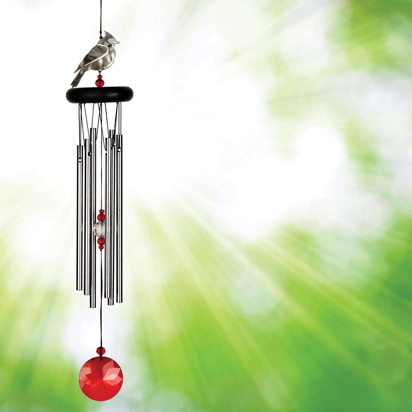  Woodstock Chimes Signature Collection Silver Aluminum/Wood 18 In. Crystal Cardinal Wind Chime