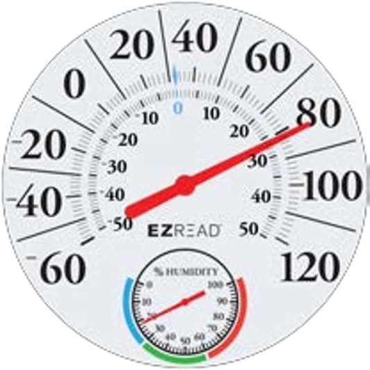  Headwind EZ Read Humidity Dial Thermometer Plastic White 12.5 In.
