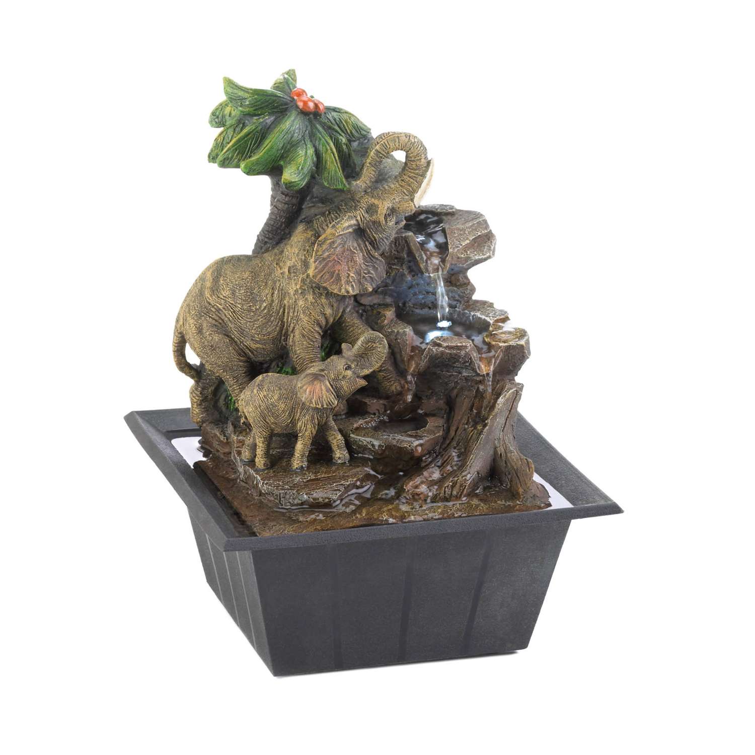  Zingz & Thingz Polyresin Multi-color 10 In. H Elephant Family Table Top Fountain