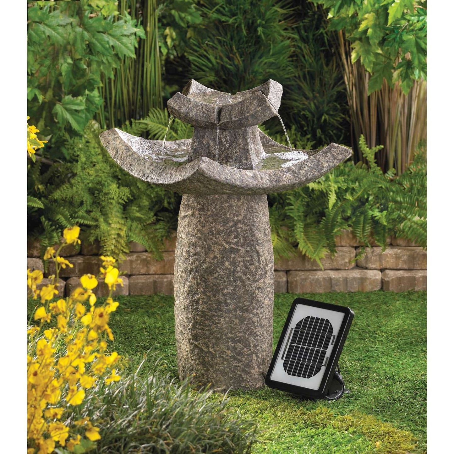  Cascading Fountains Modern Temple Resin/Stone Powder/Sand Gray Outdoor Fountain
