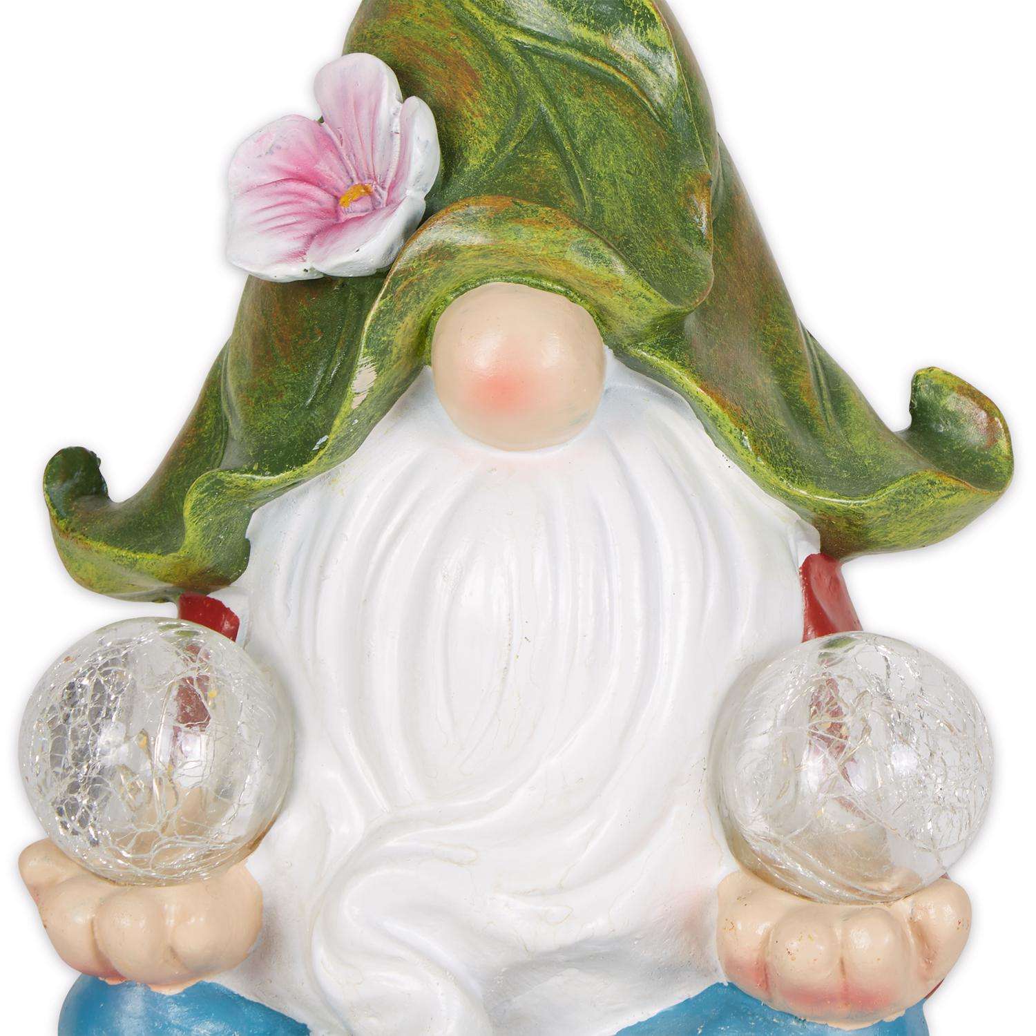  Zingz Polyresin Multi-color 11.6 In. Meditating Leaf-Hat Gnome Garden Statue