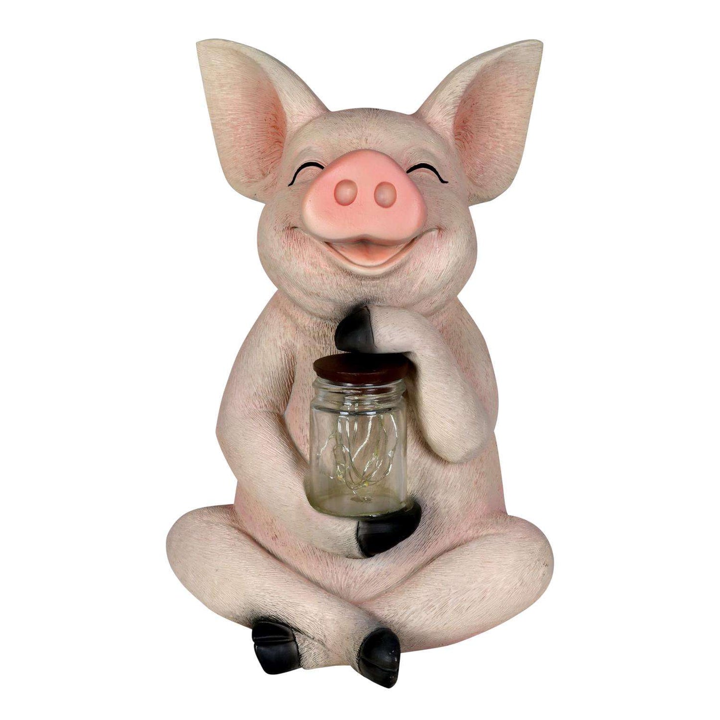  Exhart WindyWings Multicolored Plastic/Resin 10.5 In. H Pig With Firefly Jar Statue