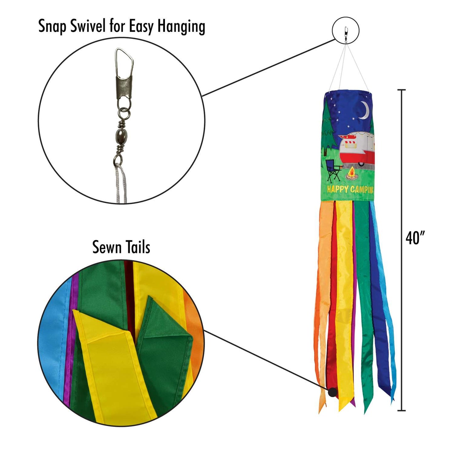  In The Breeze Retro Trailer Windsock 40 In. H X 6 In. W