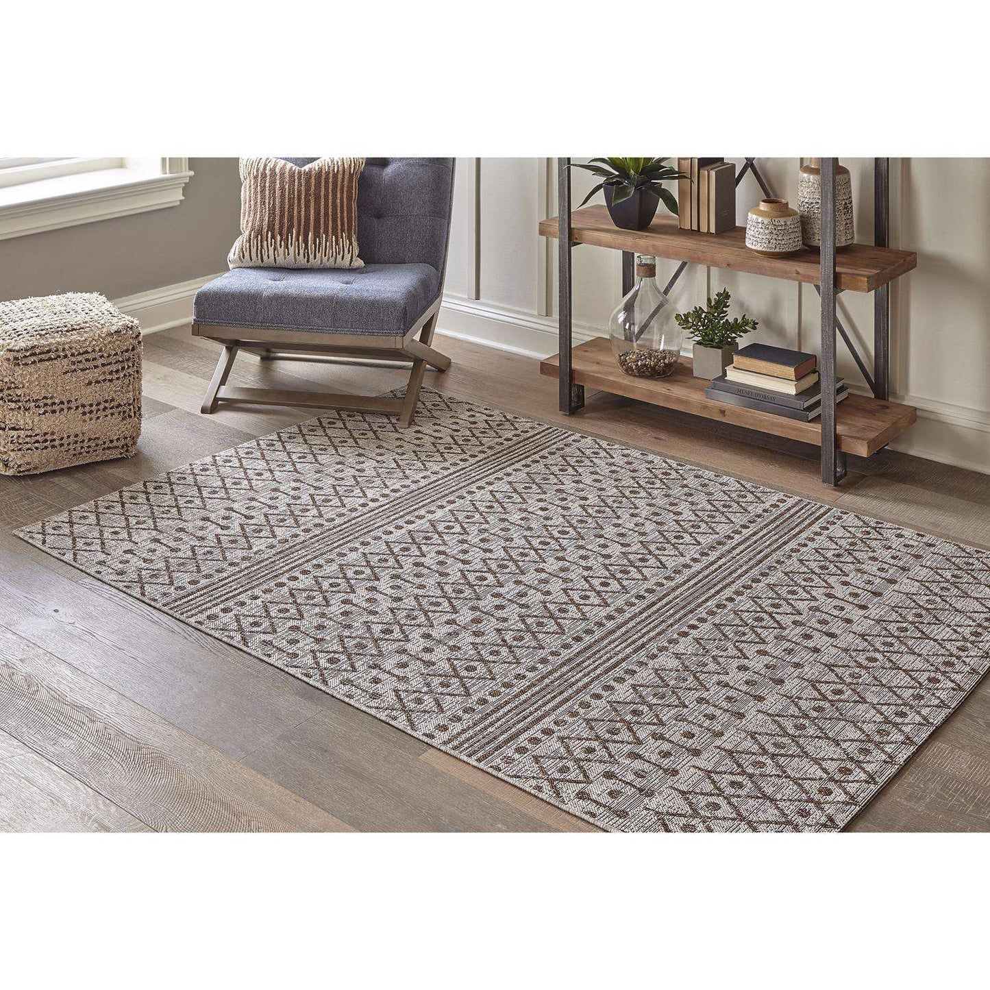  Signature Design By Ashley Dubot 63 In. W X 91 In. L Multicolored Geometric Polypropylene Rug