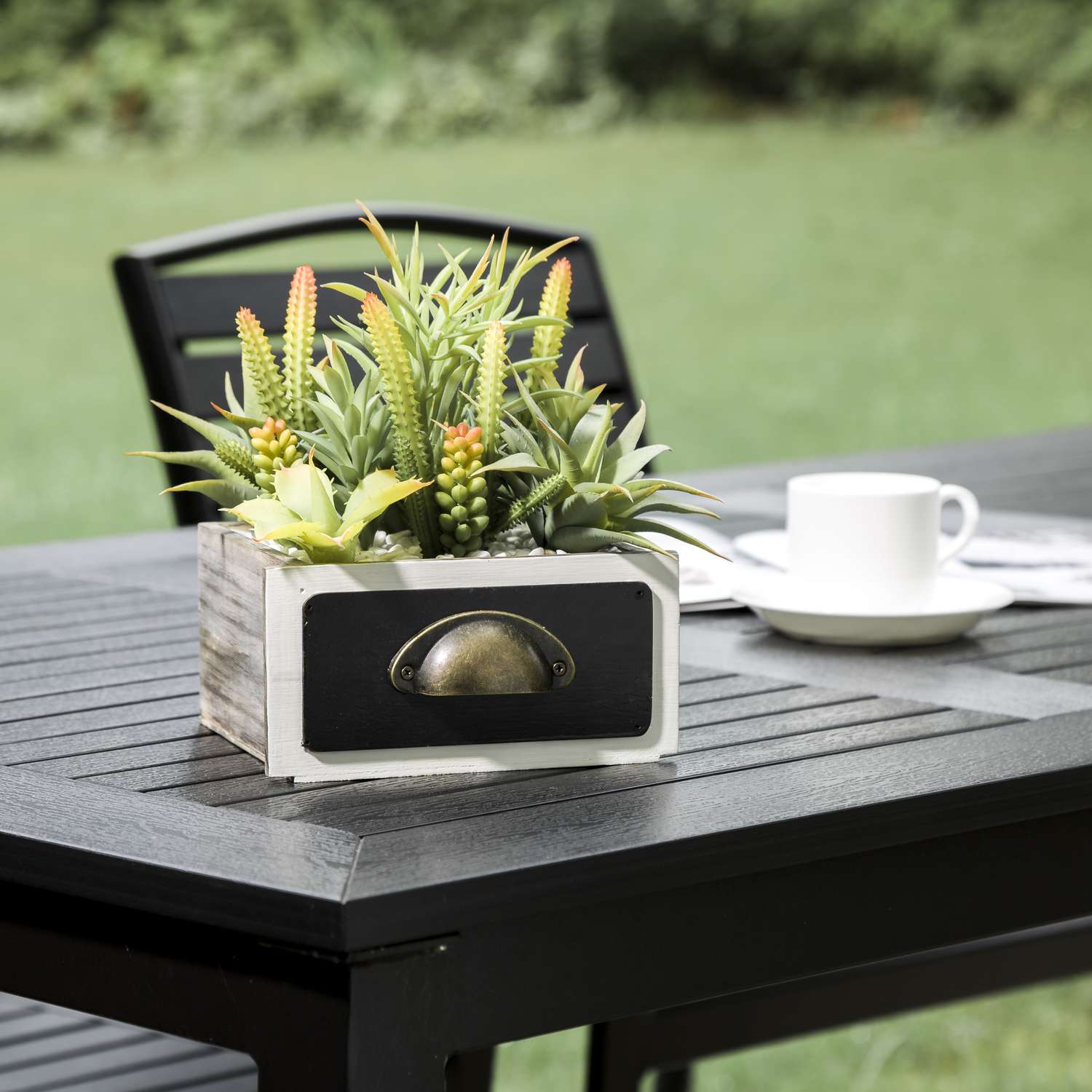  Glitzhome Black/Off-White Wood 6.25 In. H Wooden Pots