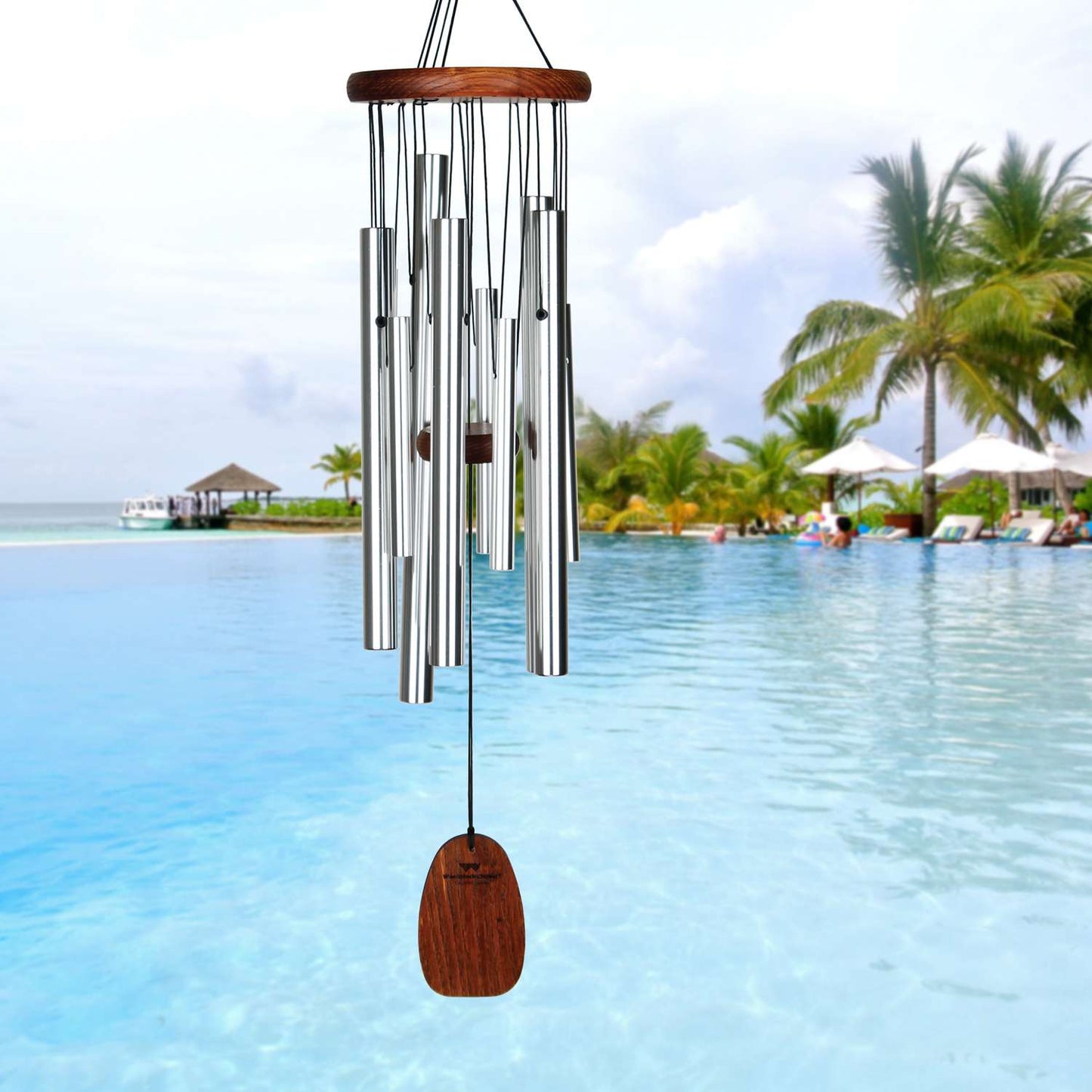  Woodstock Chimes Signature Collection Brown/Silver Aluminum/Wood 24 In. Wind Chime