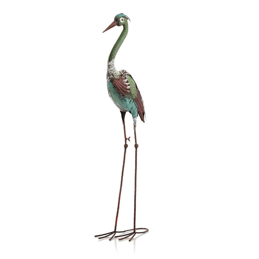  Alpine Multicolored Metal 40 In. H Crane Stake Statue